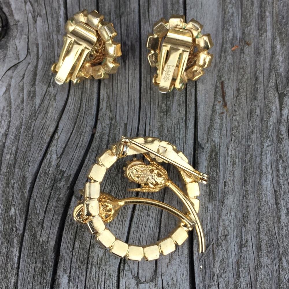Vintage Judy Lee Amber Wreath Earring/Brooch Set! EUC! - Picture 3 of 10